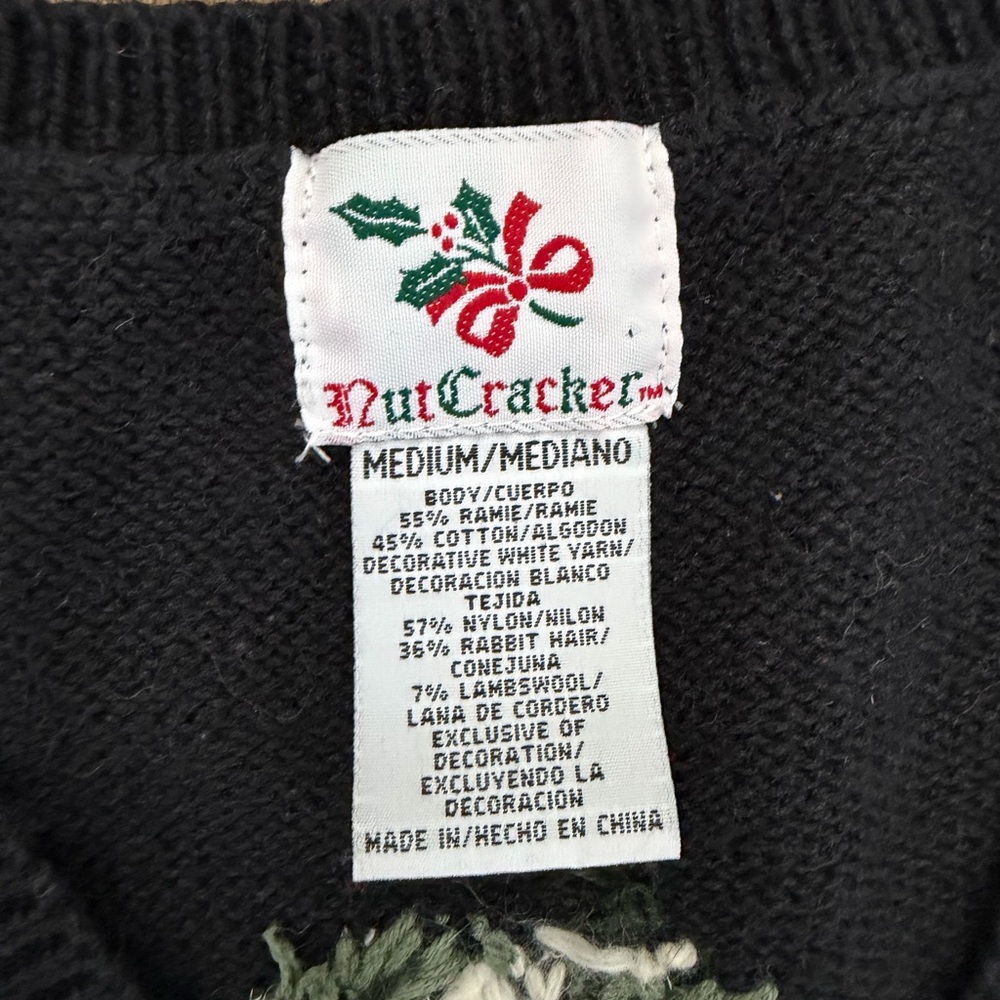 Vintage Christmas knitted button down vest ugly sweater - Picture 3 of 7